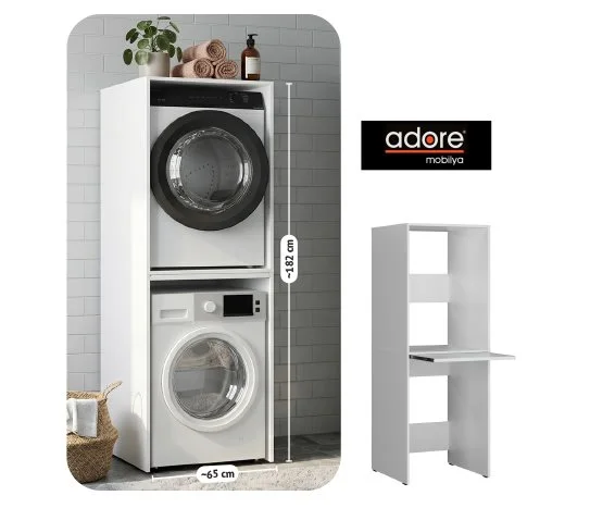 Adore Sürgü Tablalı Çamaşır ve Kurutma Makinesi Dolabı