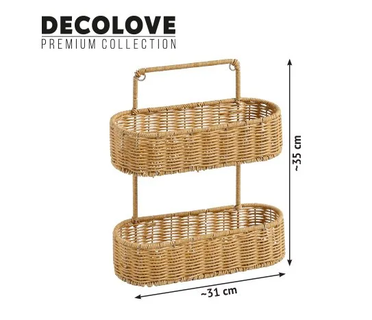 Decolove Dekoratif 2 Katlı Hasır Sepet