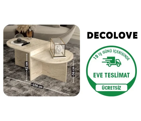 Decolove Katli Orta Sehpa Traverten Desen