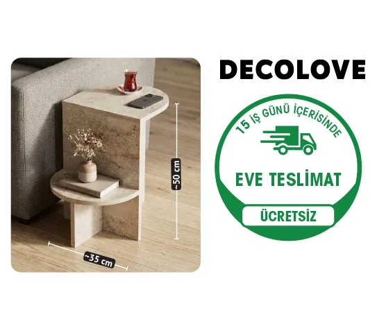 Decolove Katli Yan Sehpa Traverten Desen