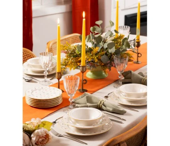 English Home 24 Parça Desenli Rimli Porselen Yemek Takımı