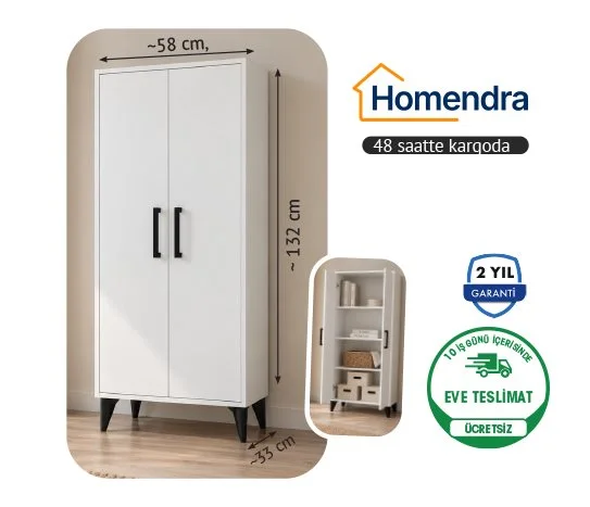 Homendra 2 Kapakli 4 Bölmelı Çok Amaçlı Dolap