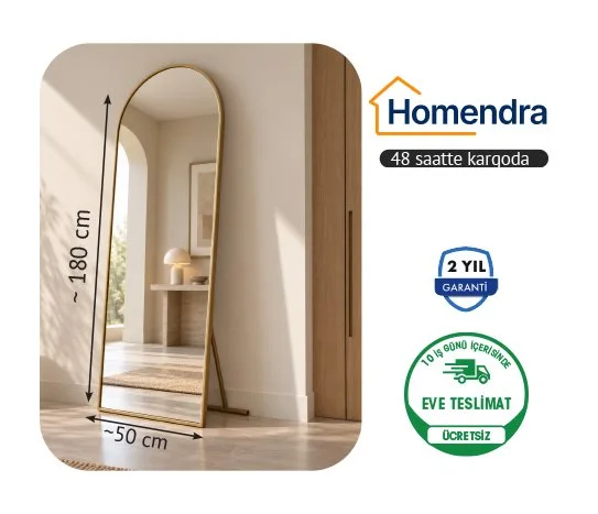 Homendra Gold Metal Çerçeveli Ayna