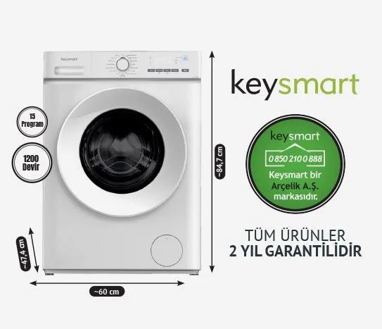 Keysmart 7 Kg Çamaşır Makinesi Key 712 Cm