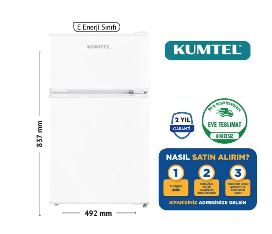 Kumtel Çift Kapılı Mini Buzdolabı