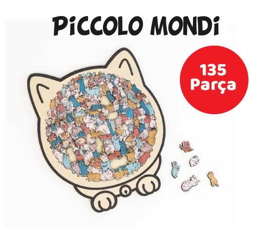Piccolo Mondi Ahşap Kedi Puzzle Birleştirme Oyunu