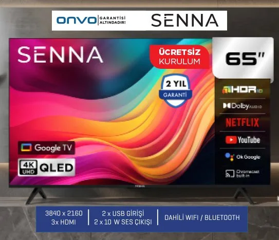 Senna 65 İnç Frameless 4K Ultra Hd Qled Google Tv 65Uq9500F